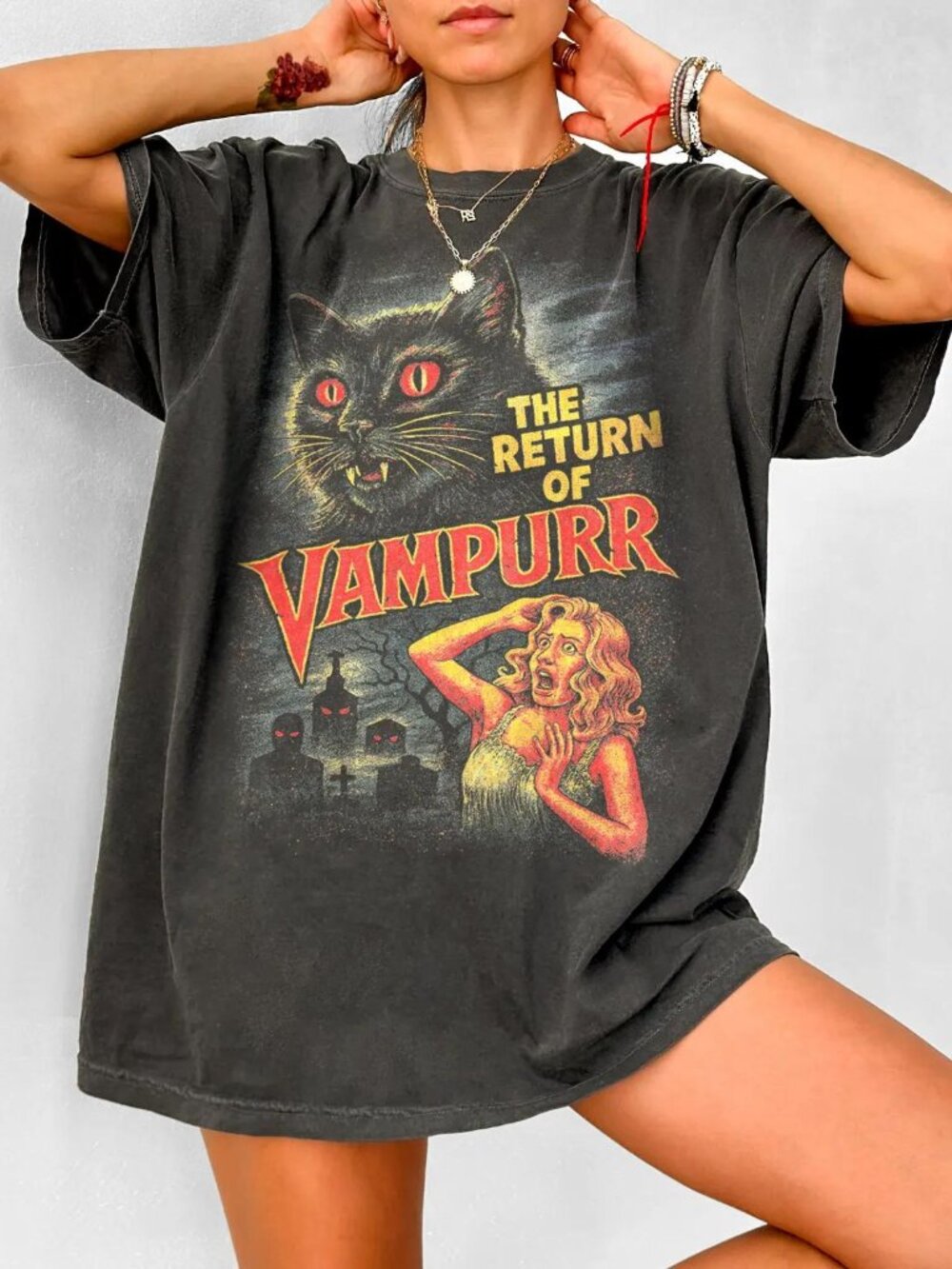 Halloween Cat Shirt, 90S Style Graphic T-Shirt
